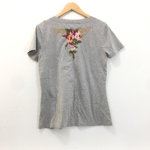 Johnny Was V Neck Cotten Short Sleeve Tee Shirt - Picture 2 of 9